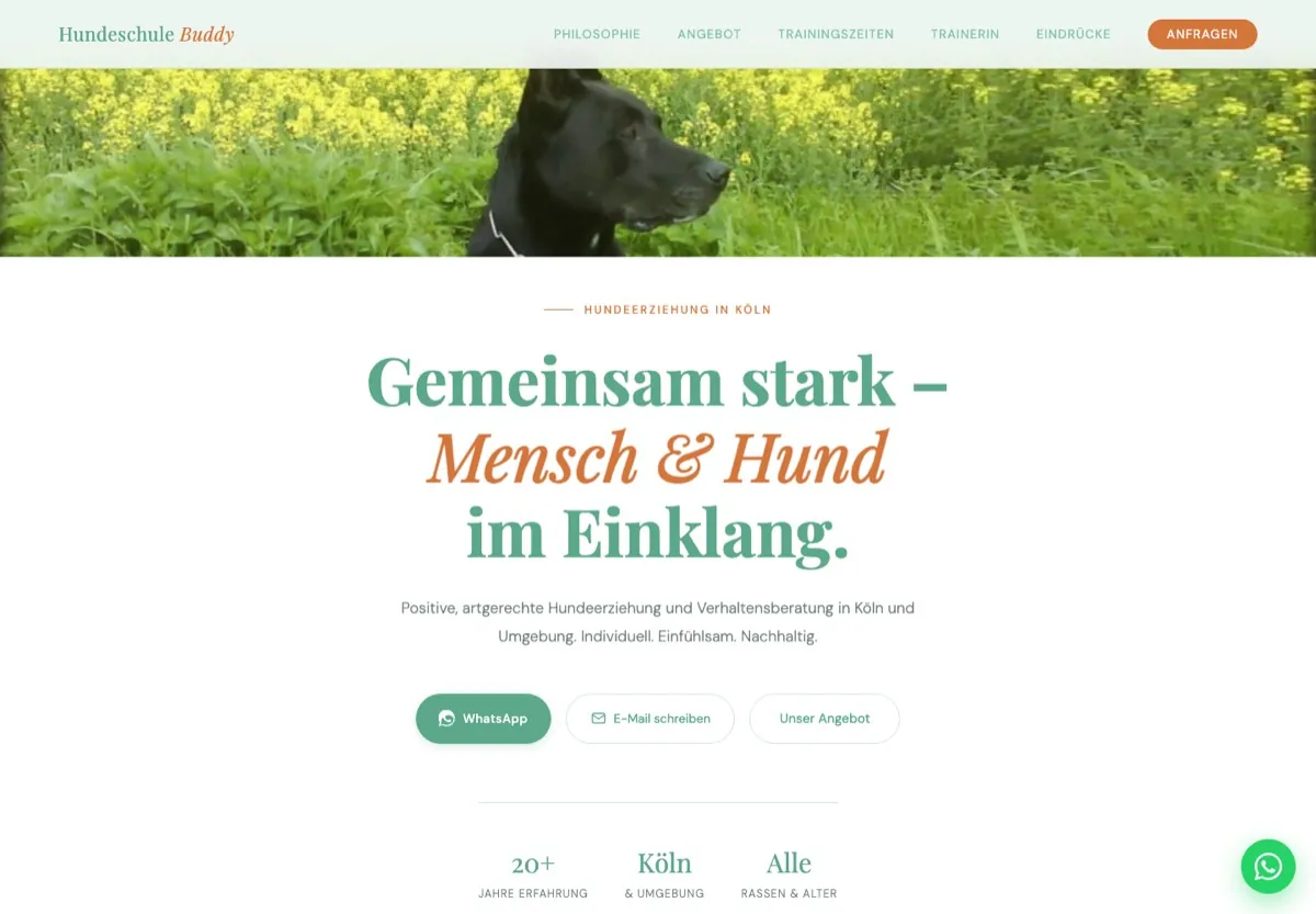 Website Hundeschule Buddy, erstellt von K1NX