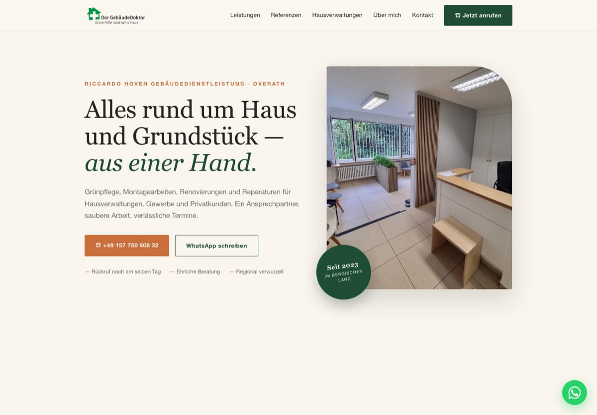 Website Der GebäudeDoktor – Riccardo Hoven