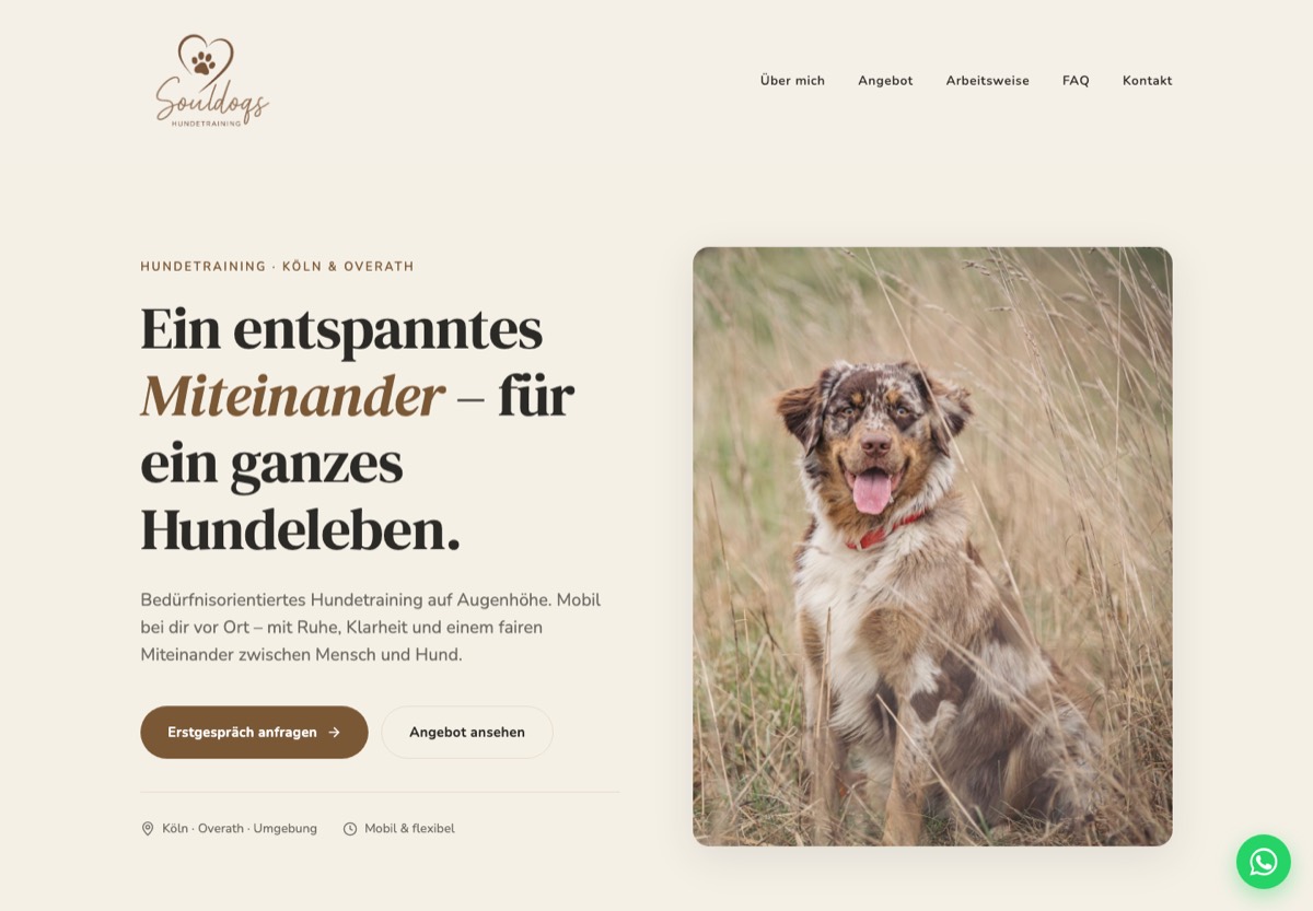Website SoulDoqs Hundetraining – erstellt von K1NX